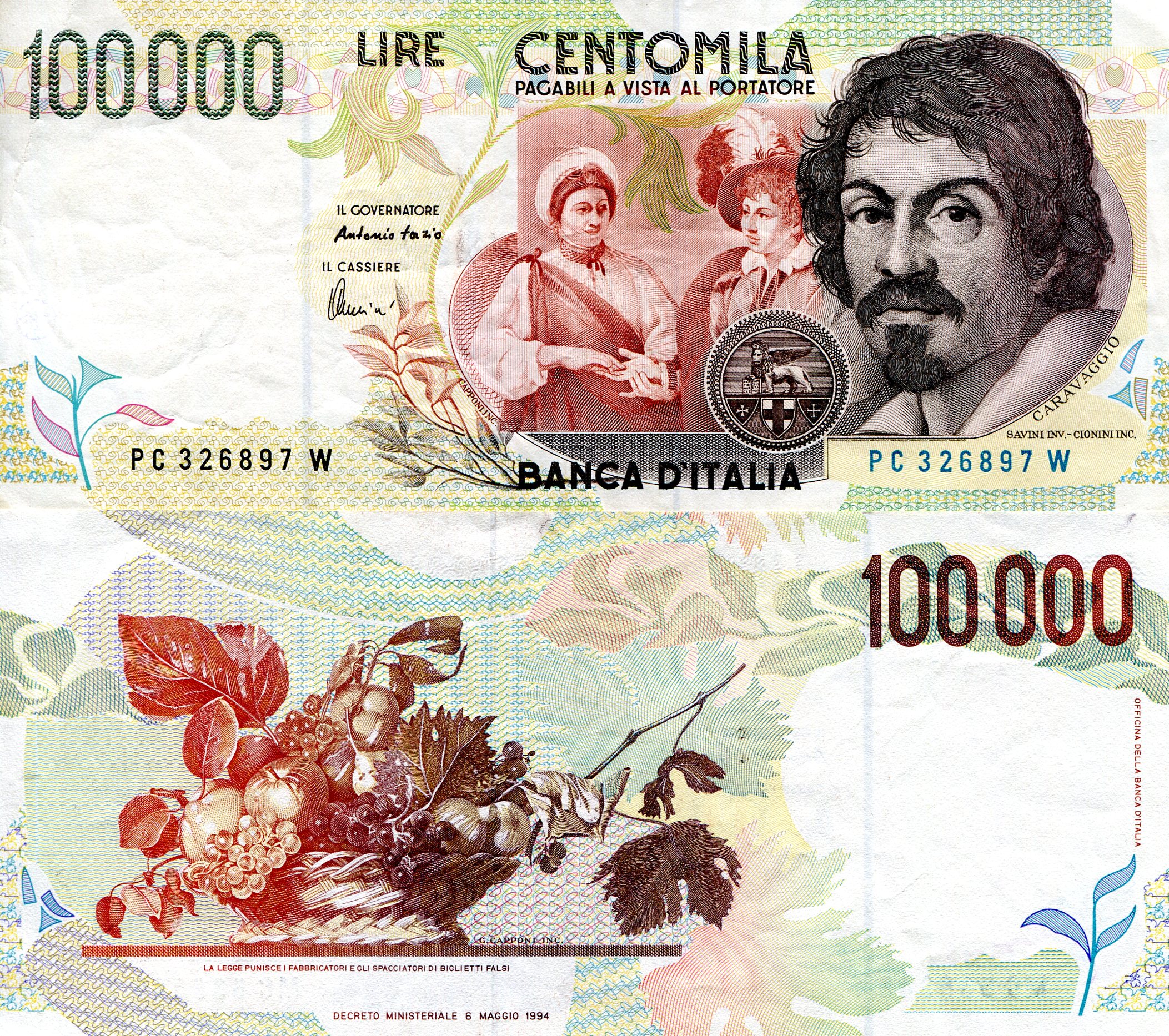 Italy  100,000 Lire VF pick #: 117b