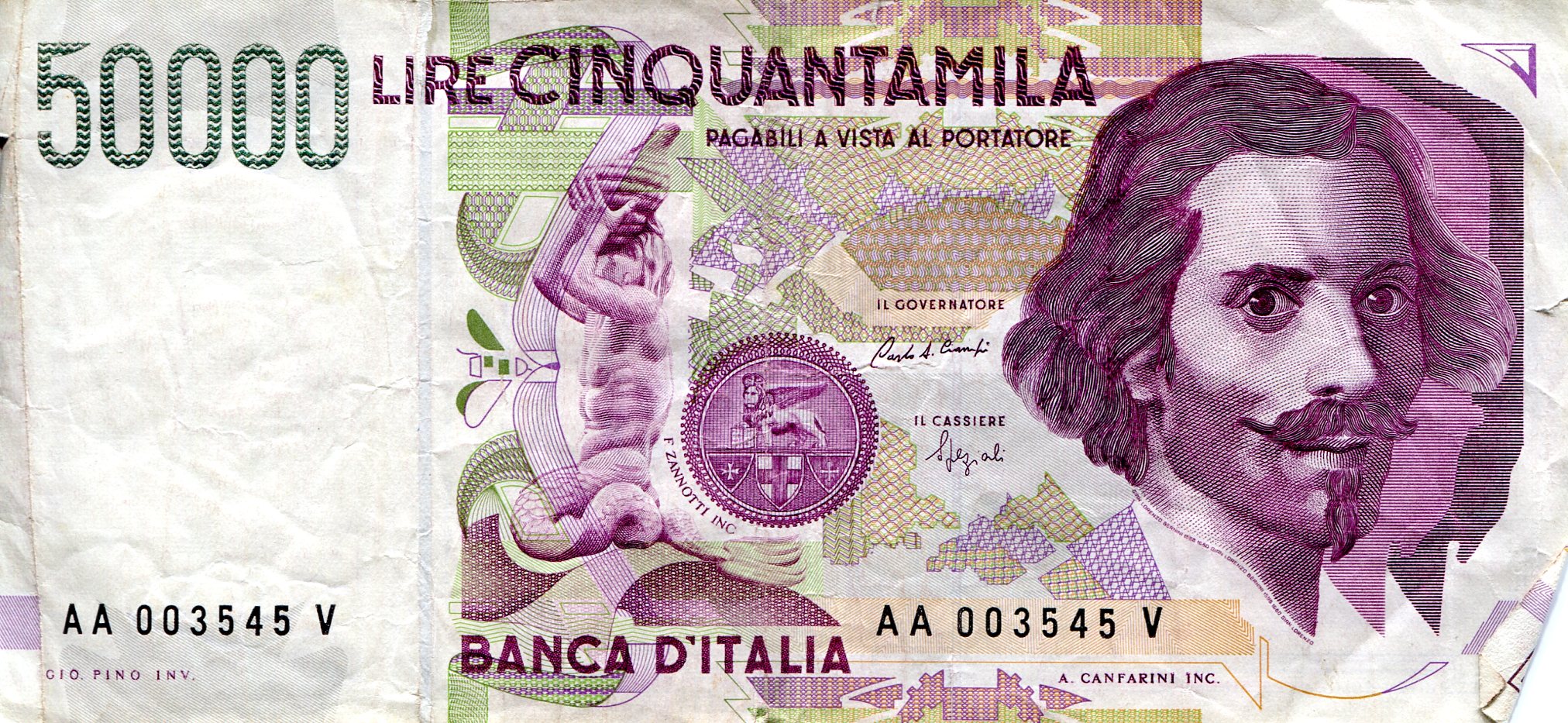 Italy  50,000 Lire F/VG (see scan) pick #: 113b
