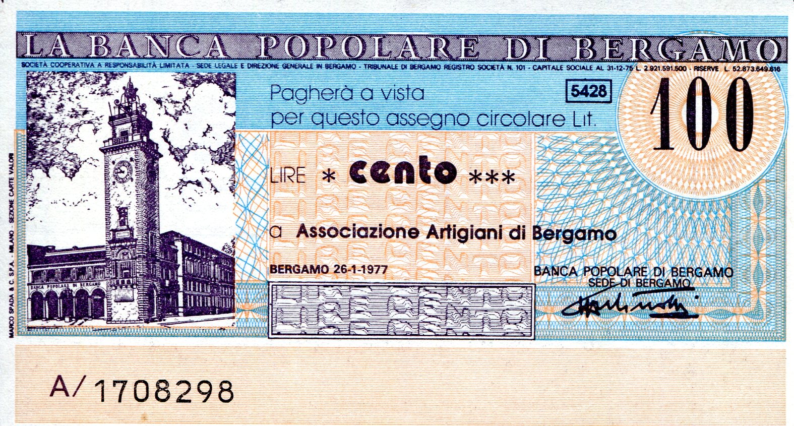 Italy (Emergency Issue) 100 Lire aUNC pick #: be8298