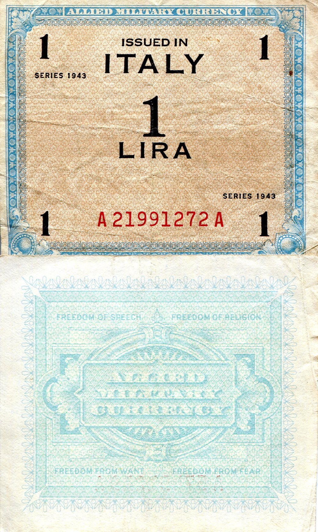 Italy (Military) 1 Lira F pick #: m10b