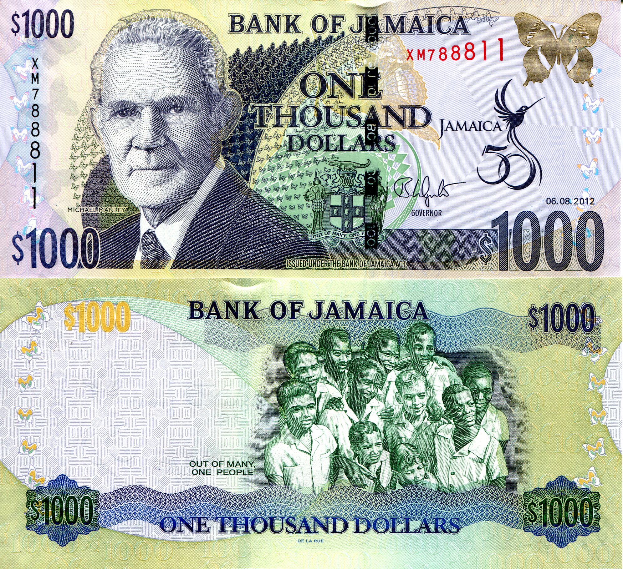 Jamaica 1,000 Dollars UNC pick #: 92