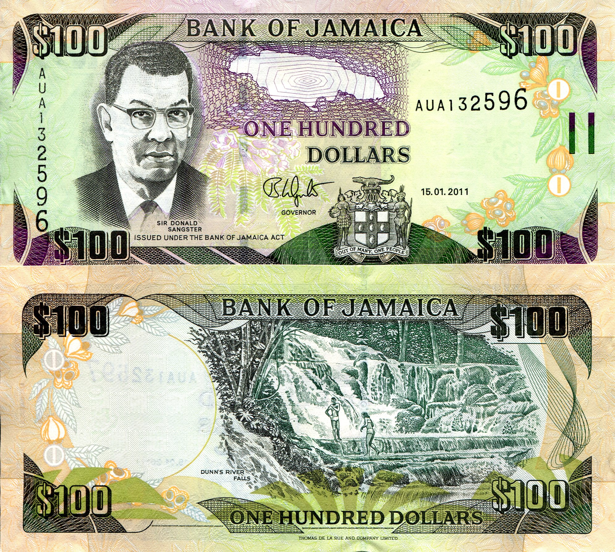 Jamaica 100 Dollars UNC pick #: 84f