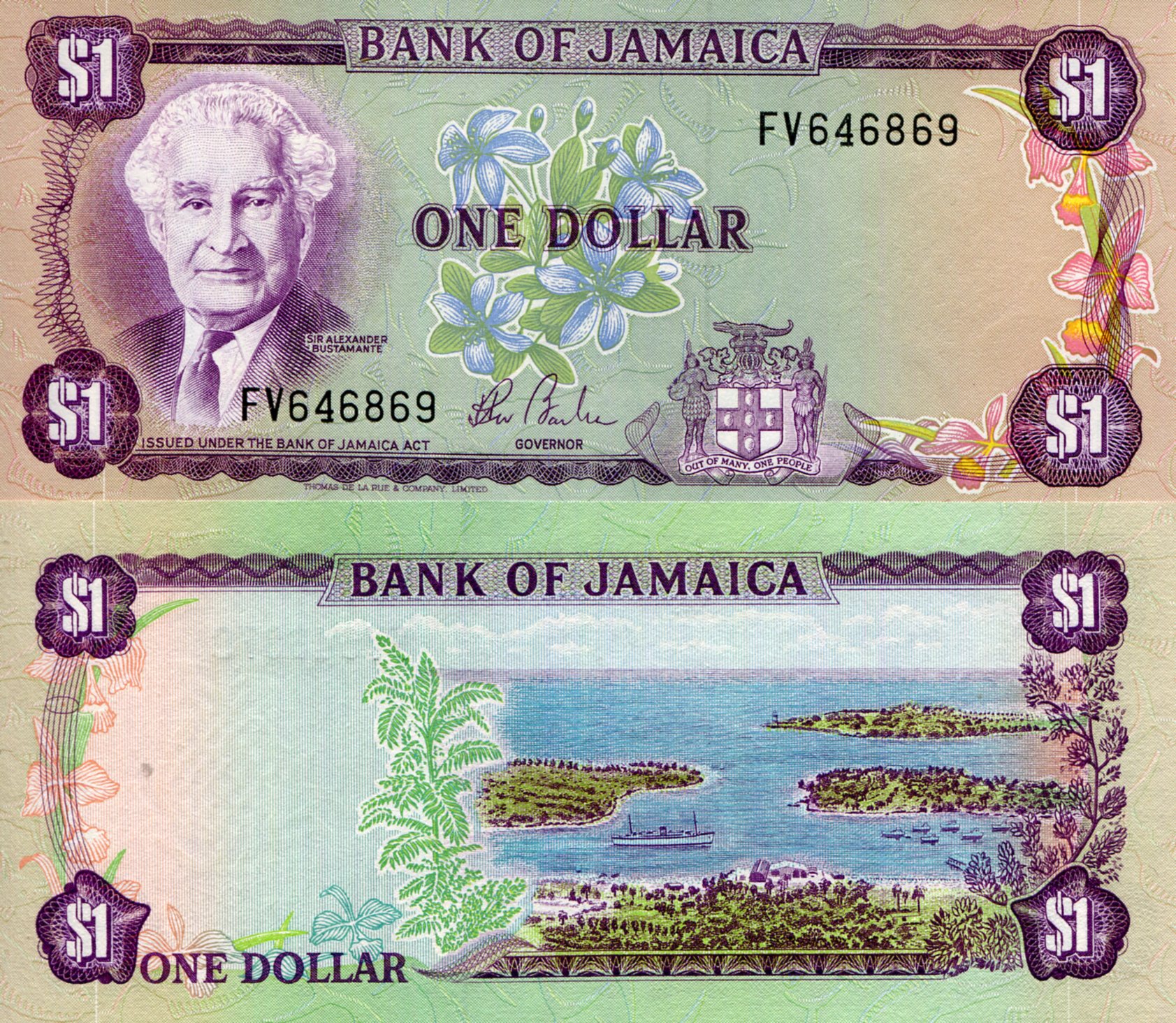 Jamaica 1 Dollar UNC pick #: 64b