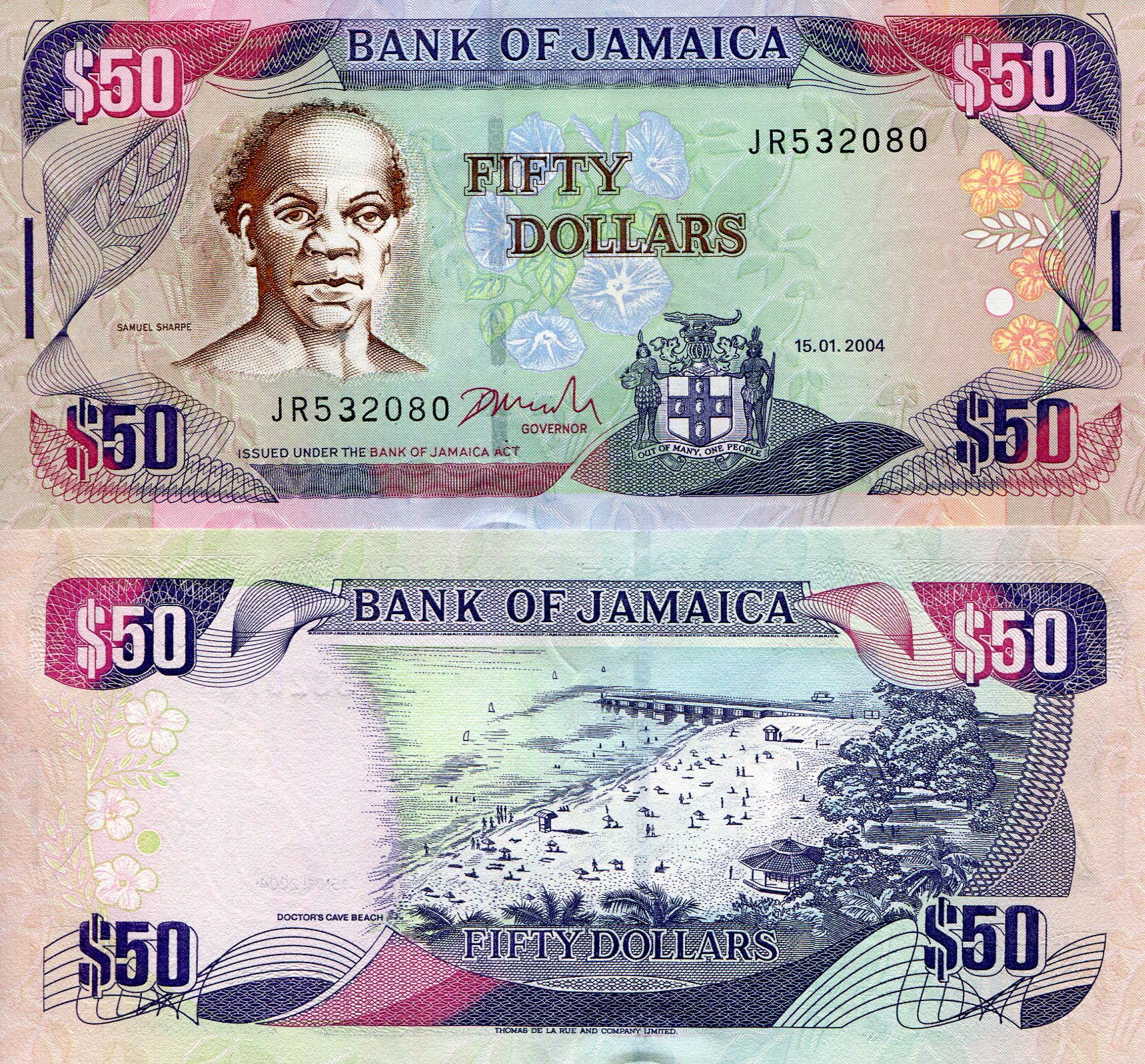 Jamaica 50 Dollars aUNC pick #: 83e
