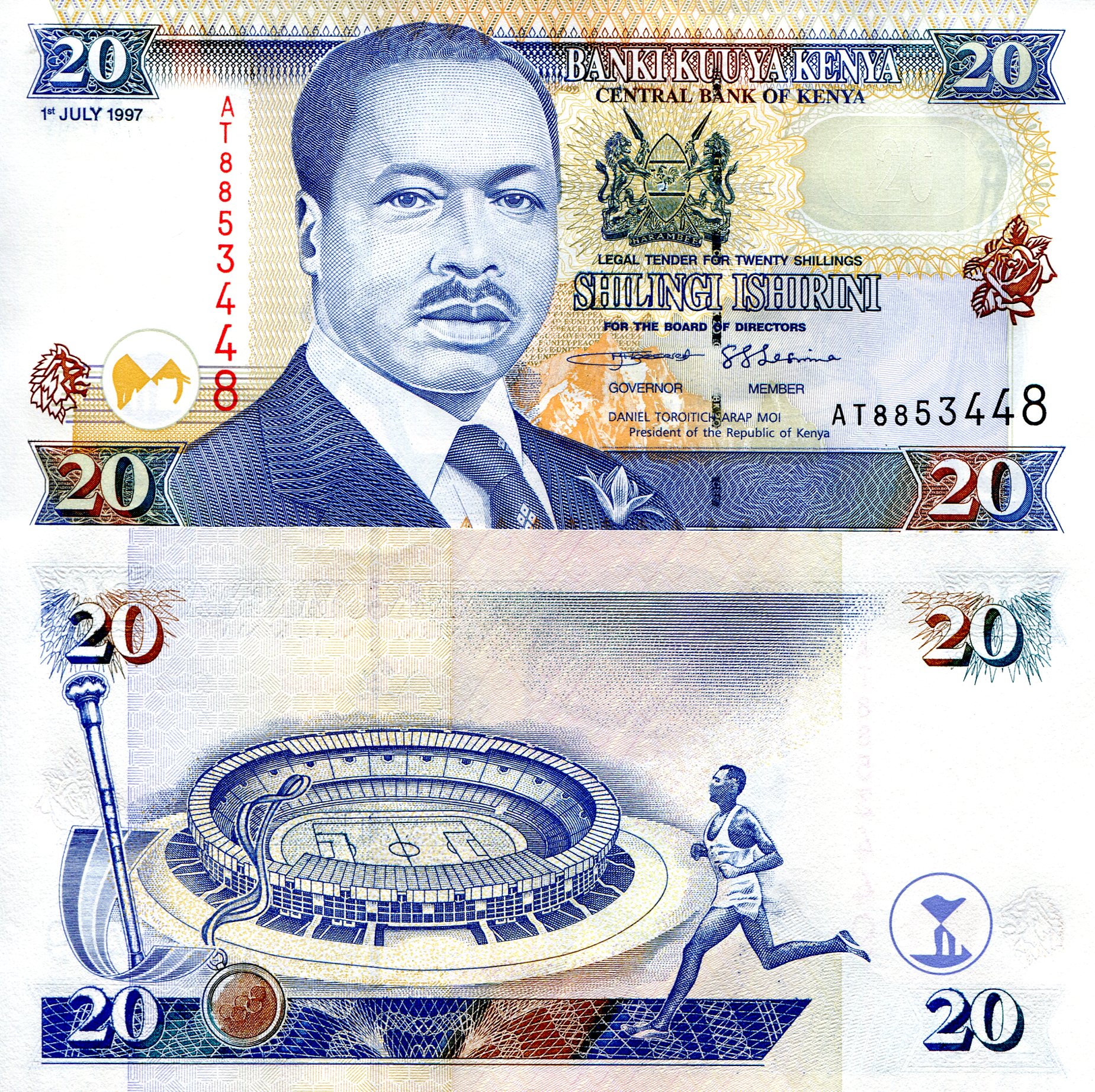 Kenya 20 Shilling UNC pick #: 35c