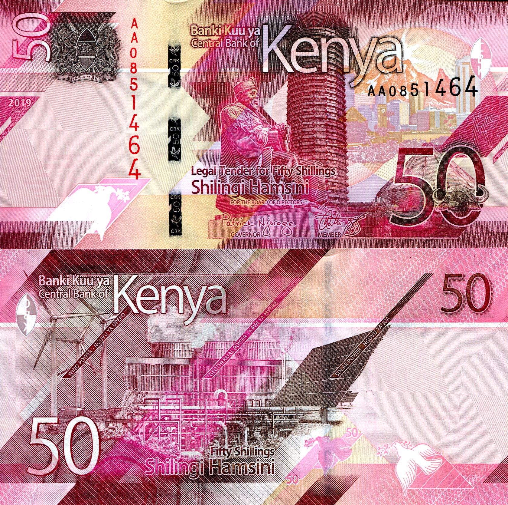 Kenya 50 Shilling UNC pick #: New
