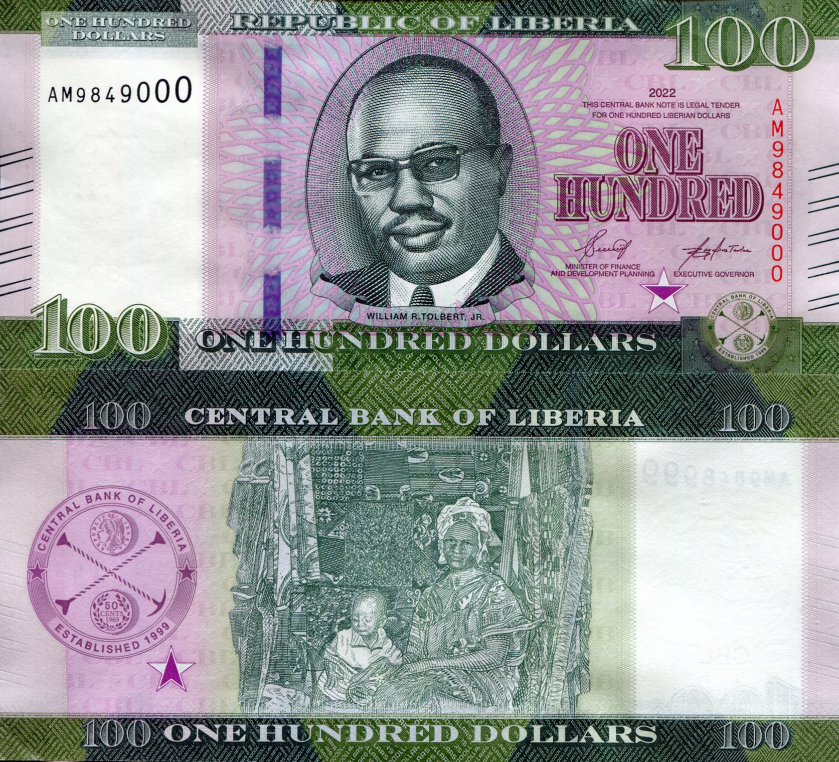 Liberia 100 Dollars UNC pick #: New