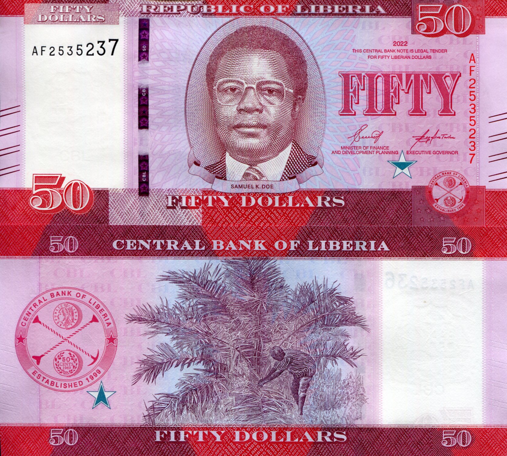 Liberia 50 Dollars UNC pick #: New