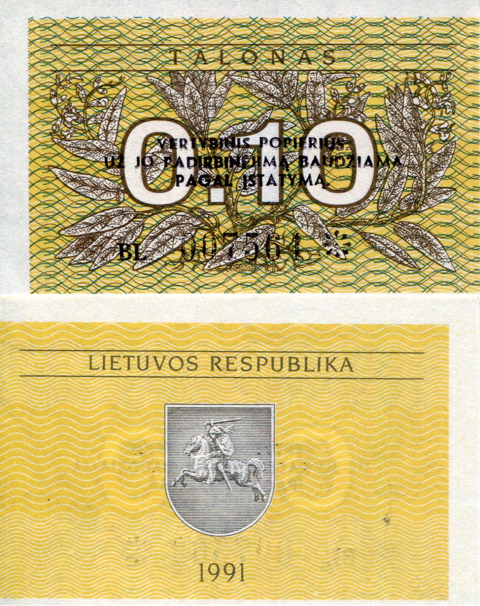 Lithuania 0.10 Talonas UNC pick #: 29b