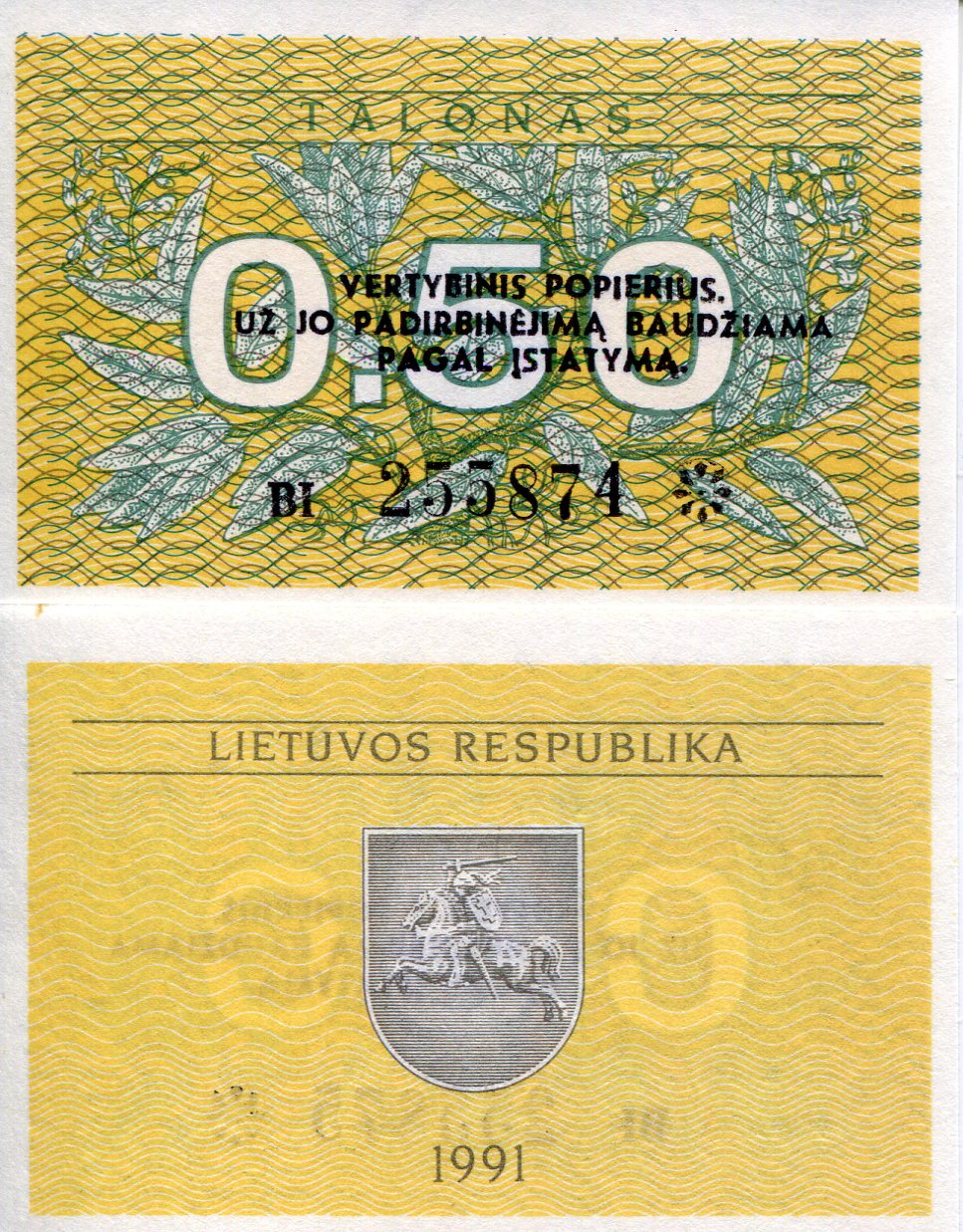 Lithuania 0.50 Talonas UNC pick #: 31b
