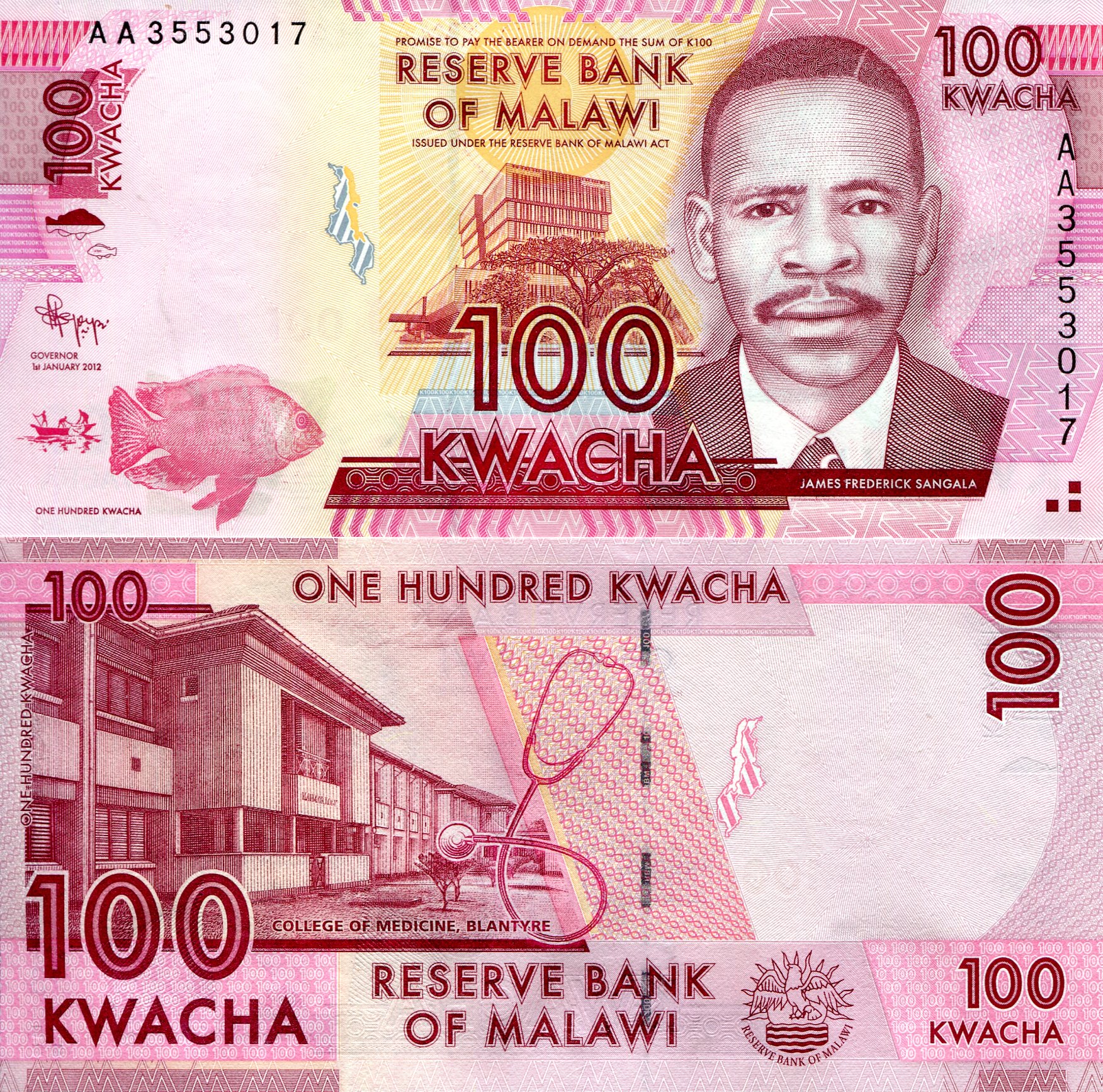 Malawi 100 Kwacha UNC pick #: 59