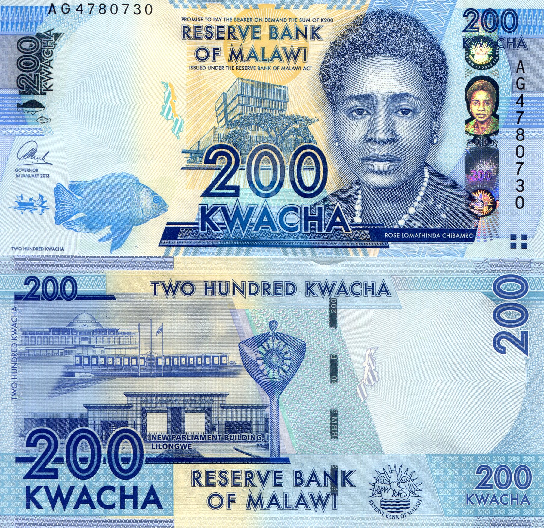 Malawi 200 Kwacha UNC pick #: 60b
