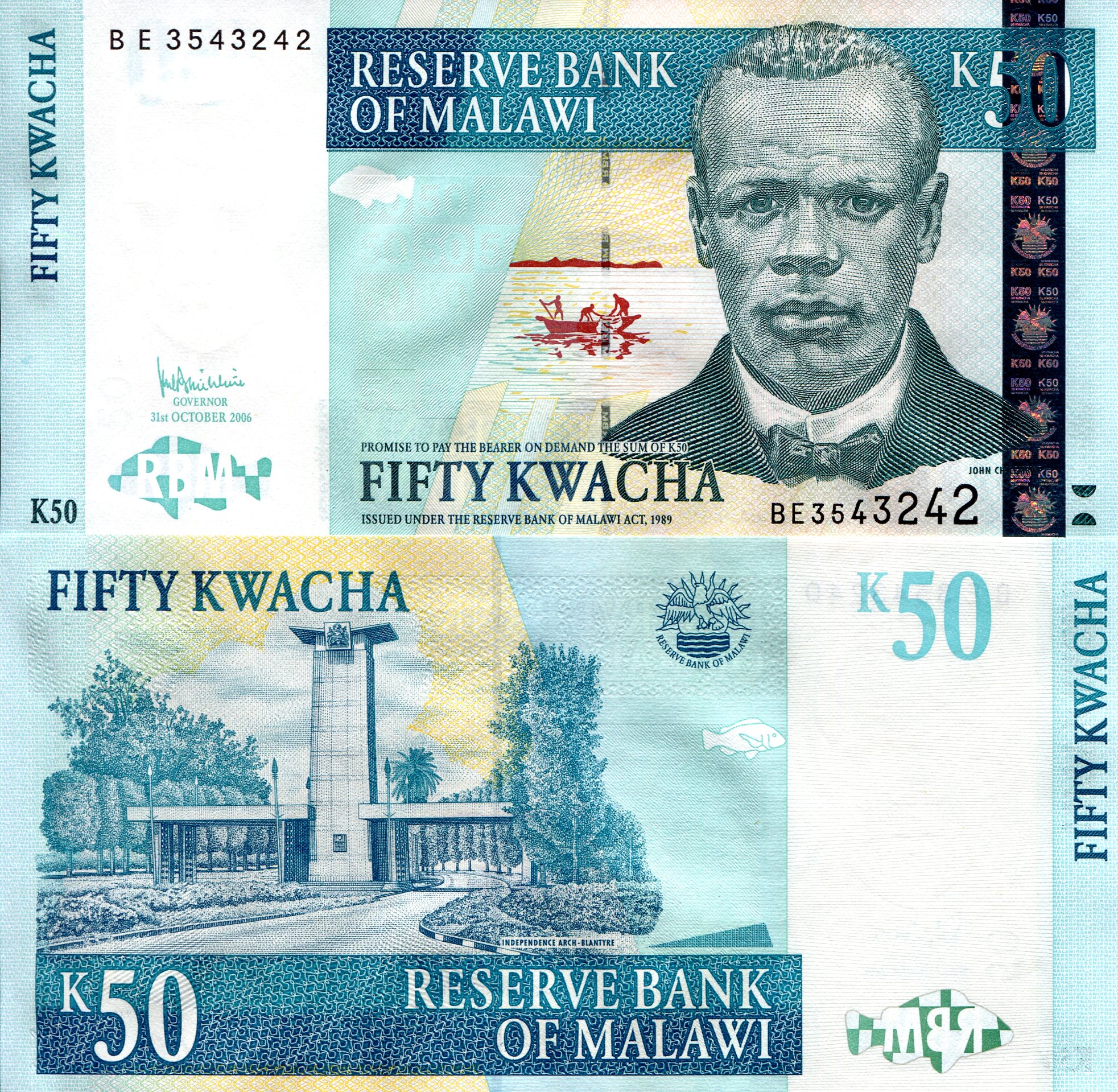 Malawi 50 Kwacha UNC pick #: 53b