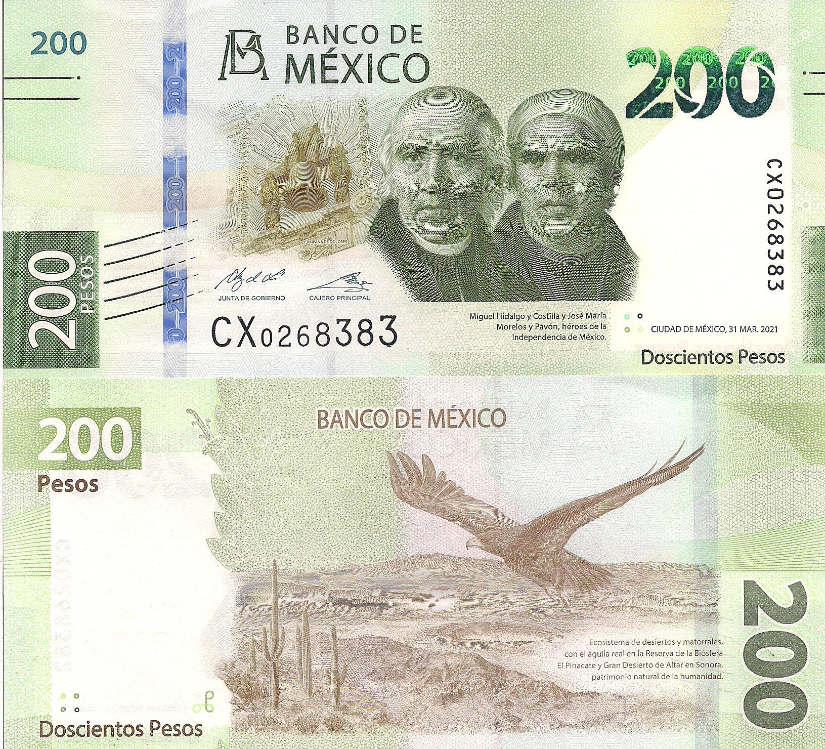 Mexico 200 Pesos UNC pick #: New 