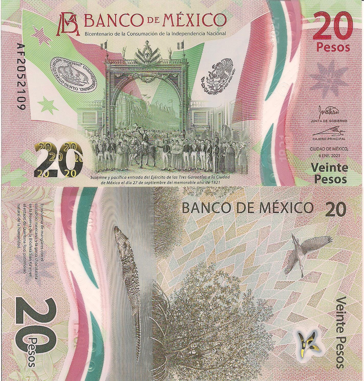 Mexico 20 Pesos UNC pick #: New