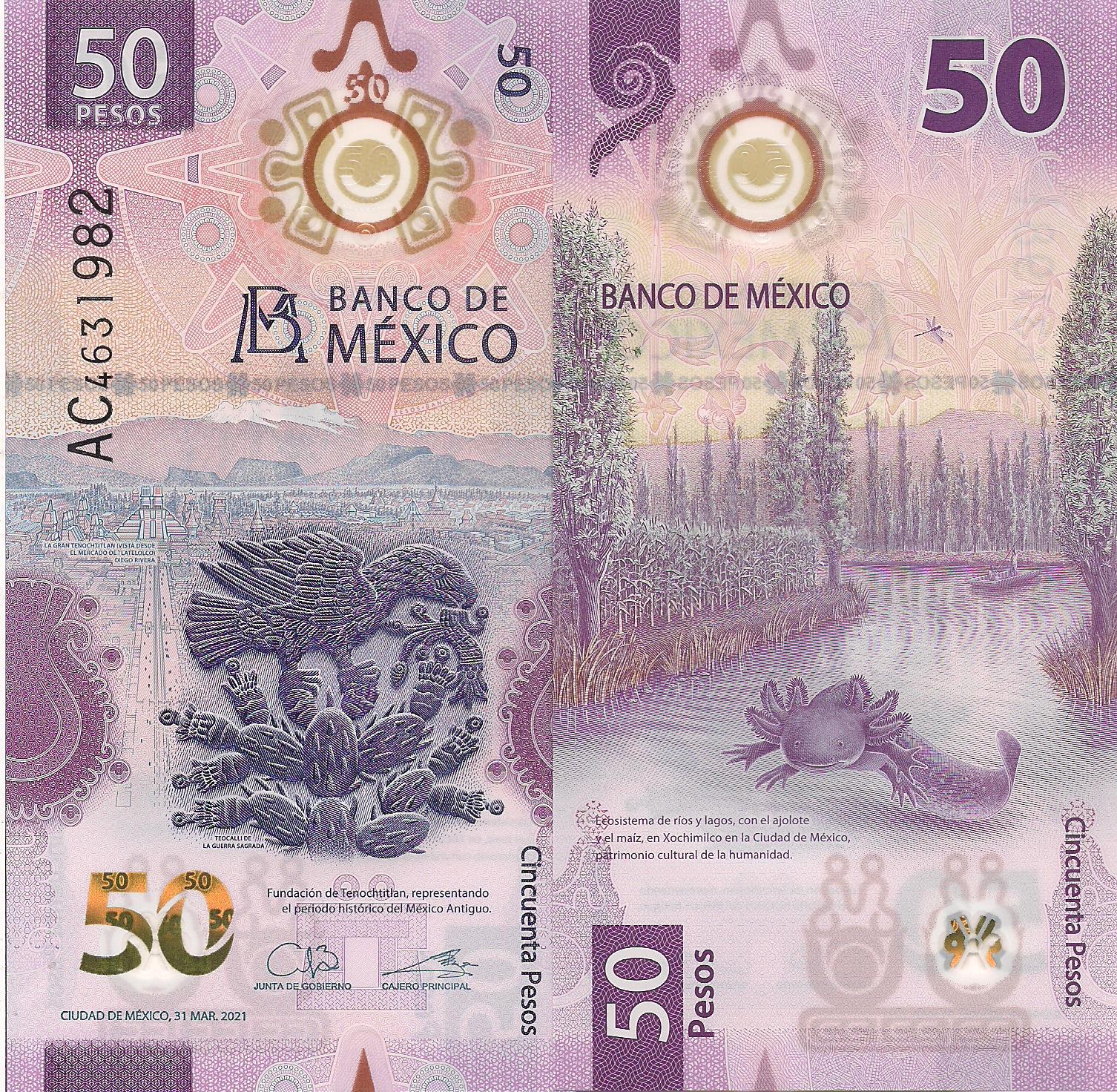 Mexico 50 Pesos UNC pick #: New