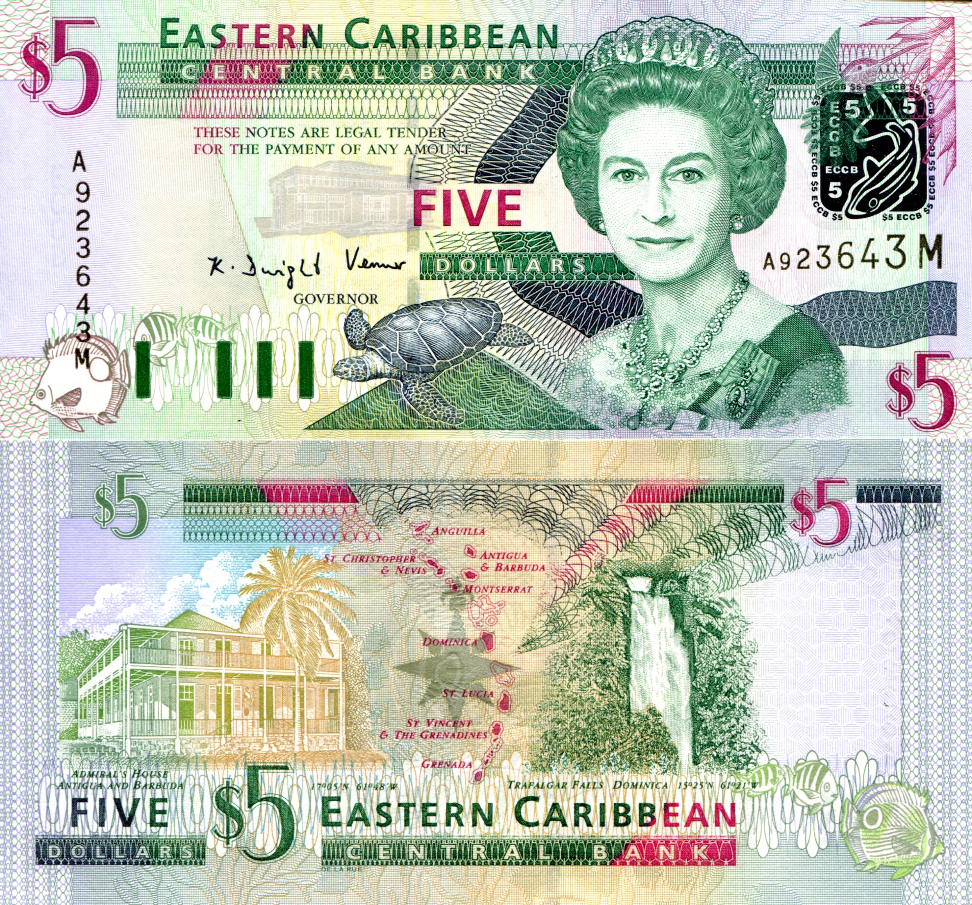 Montserrat 5 Dollars UNC pick #: 42M