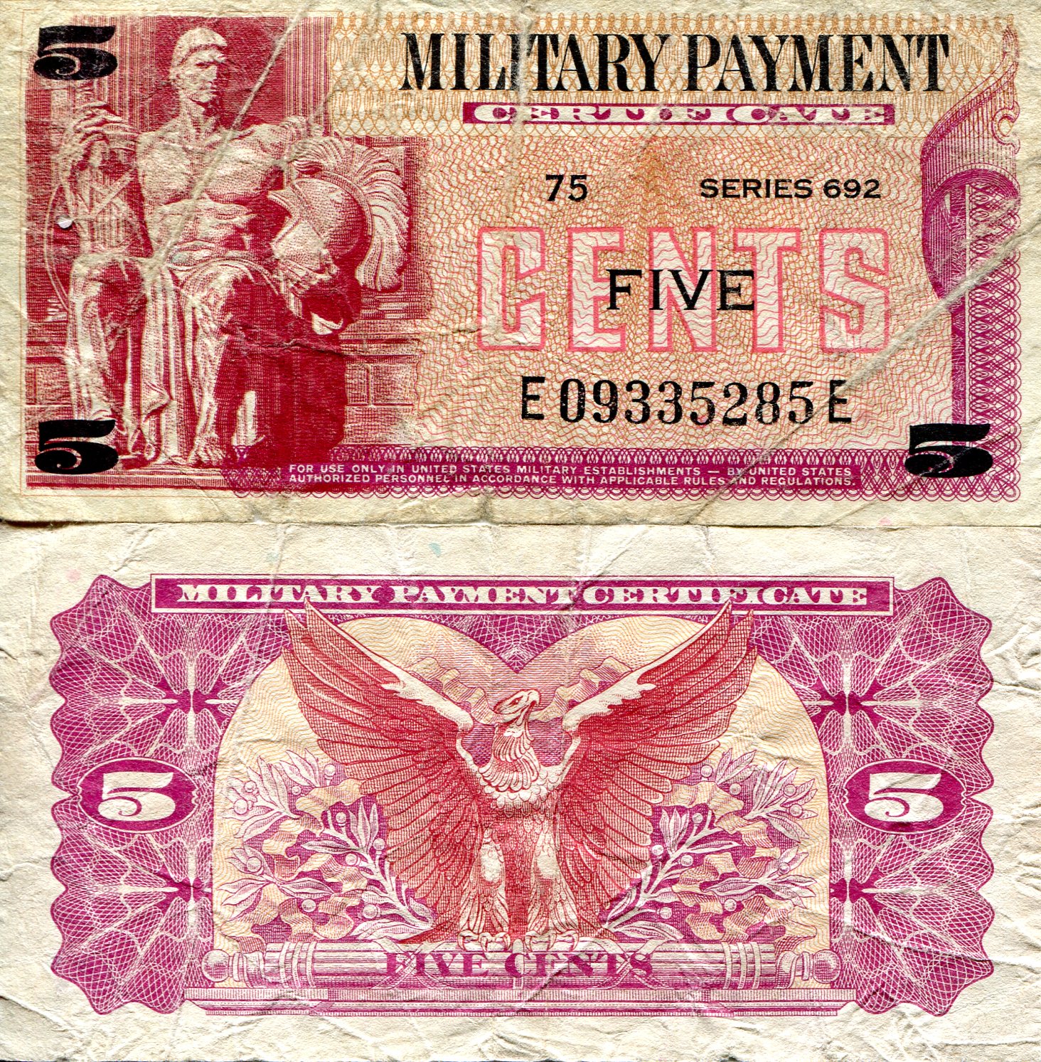 USA - Military 5 Cents VG (See large scan) pick #: m91