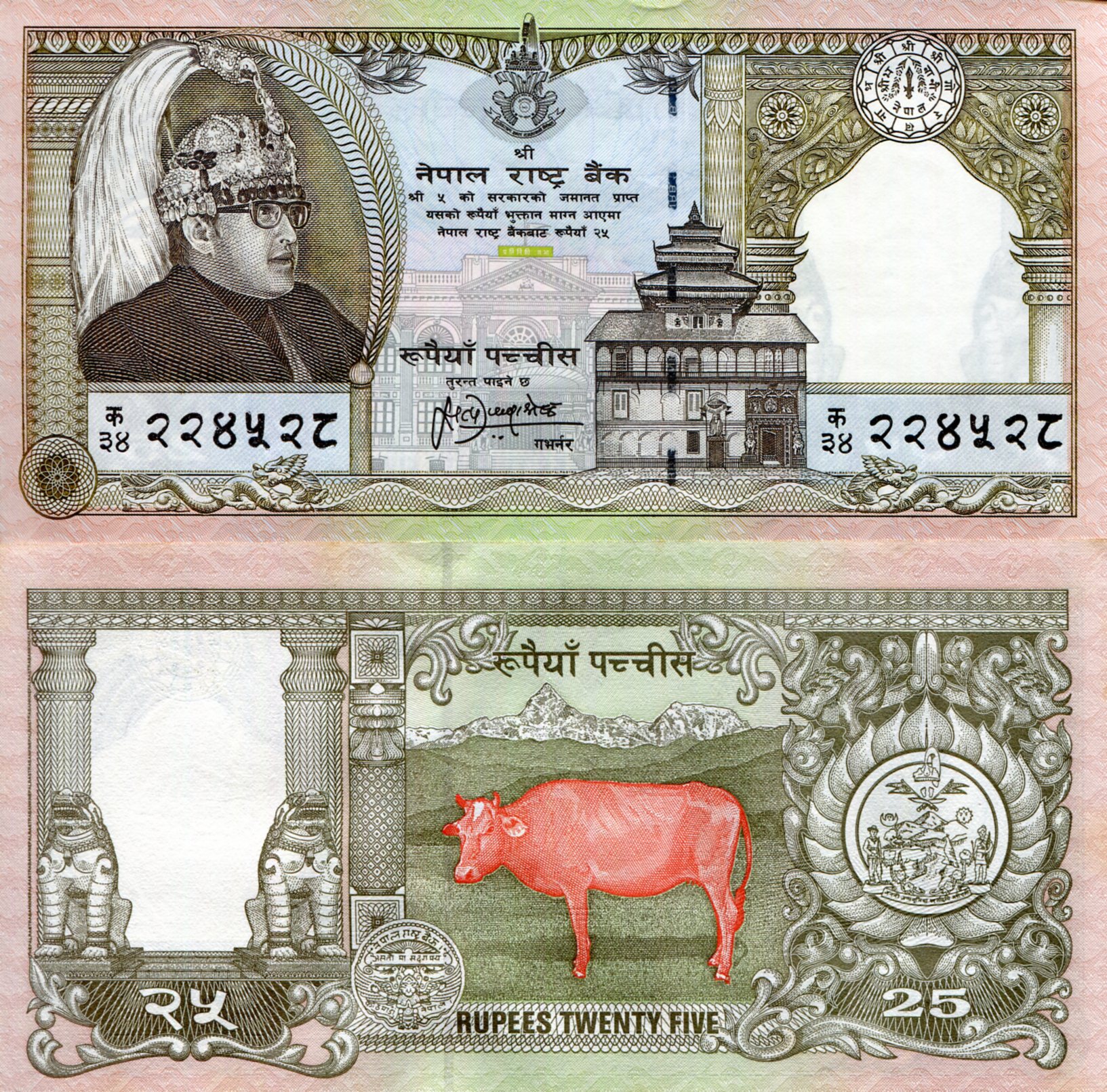 Nepal 25 Rupees UNC pick #: 41a