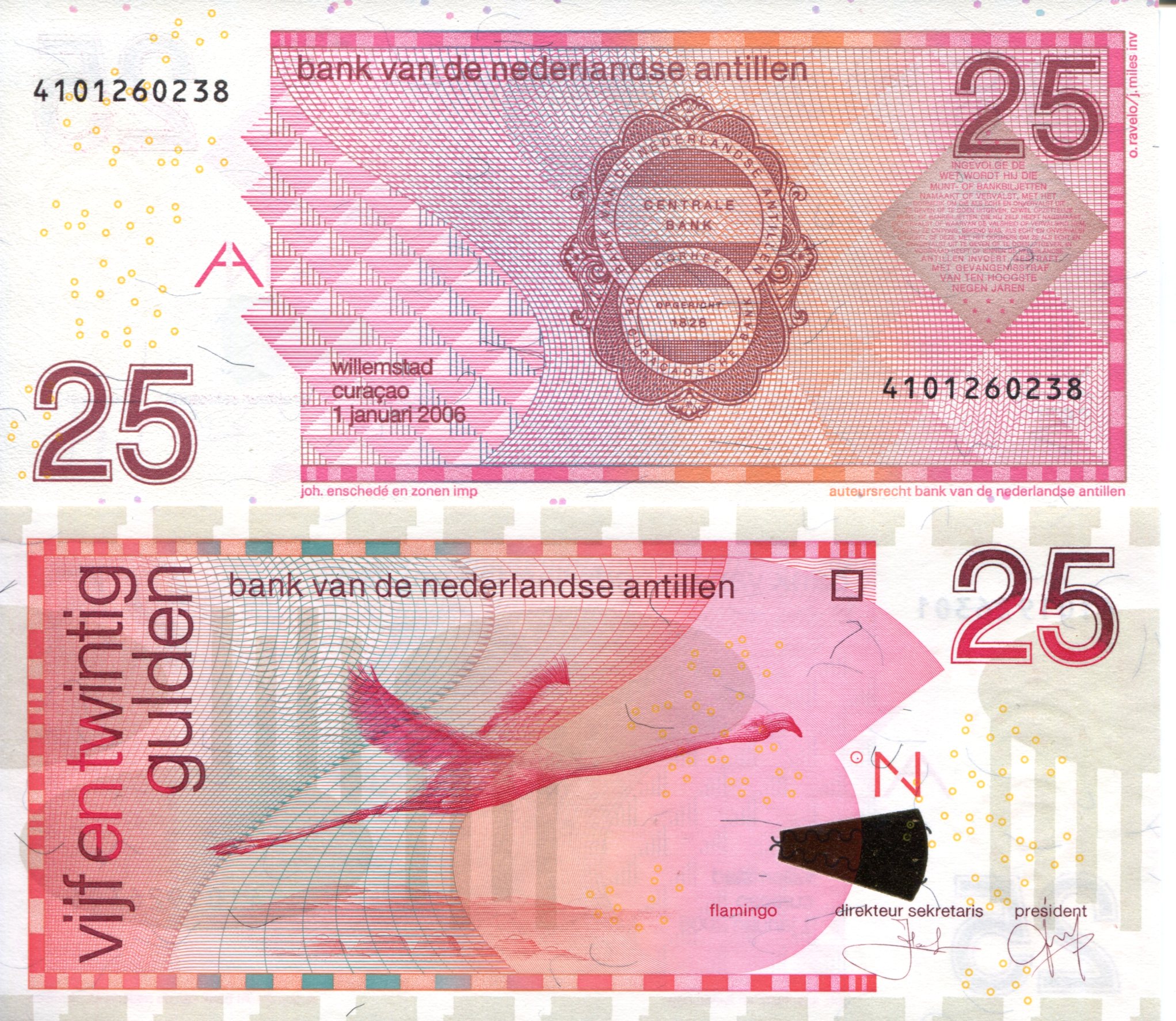 Netherlands Antilles 25 Gulden UNC pick #: 29d