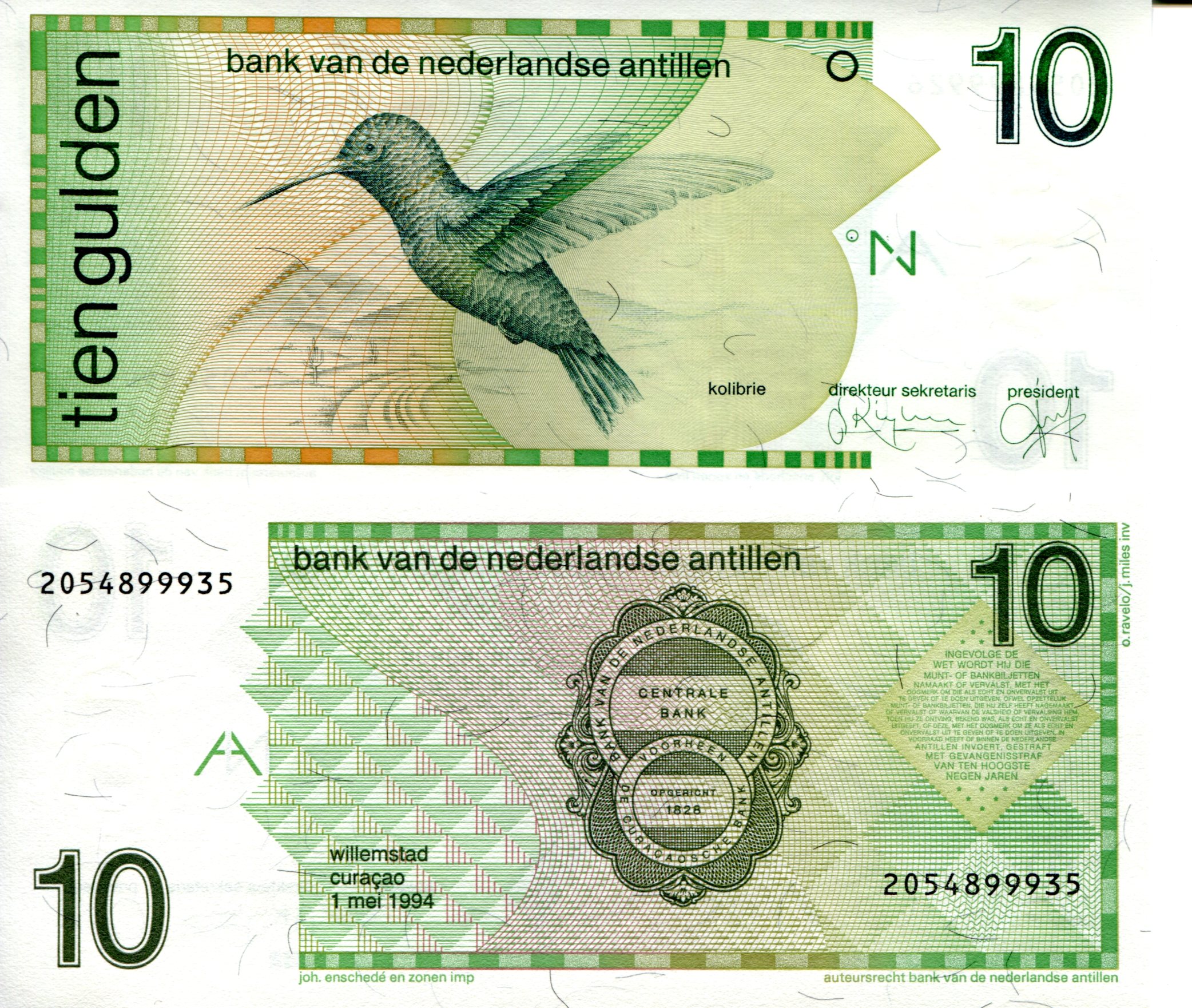 Netherlands Antilles 10 Gulden UNC pick #: 23c