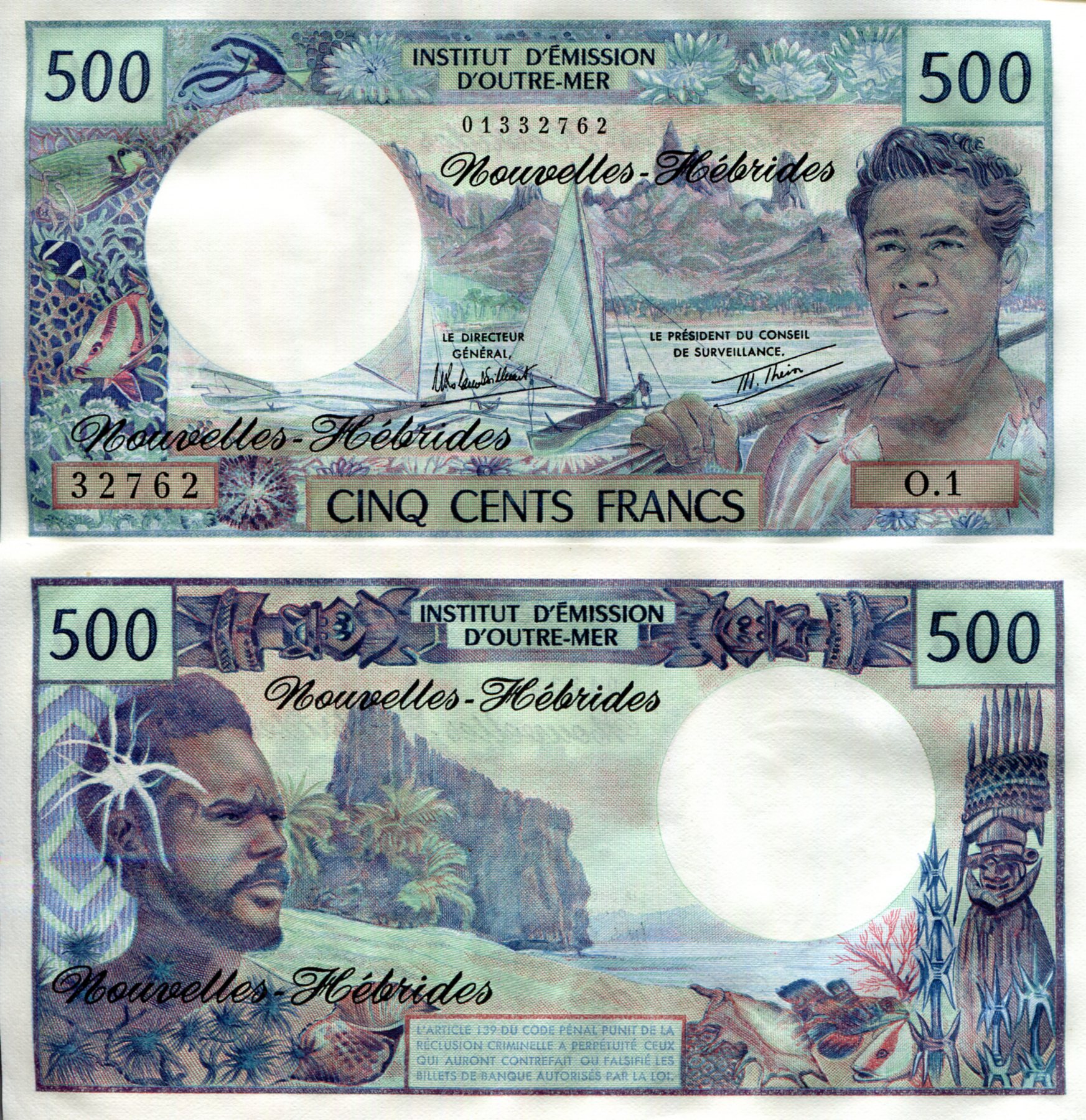 New Hebrides 500 Francs UNC pick #: 19c
