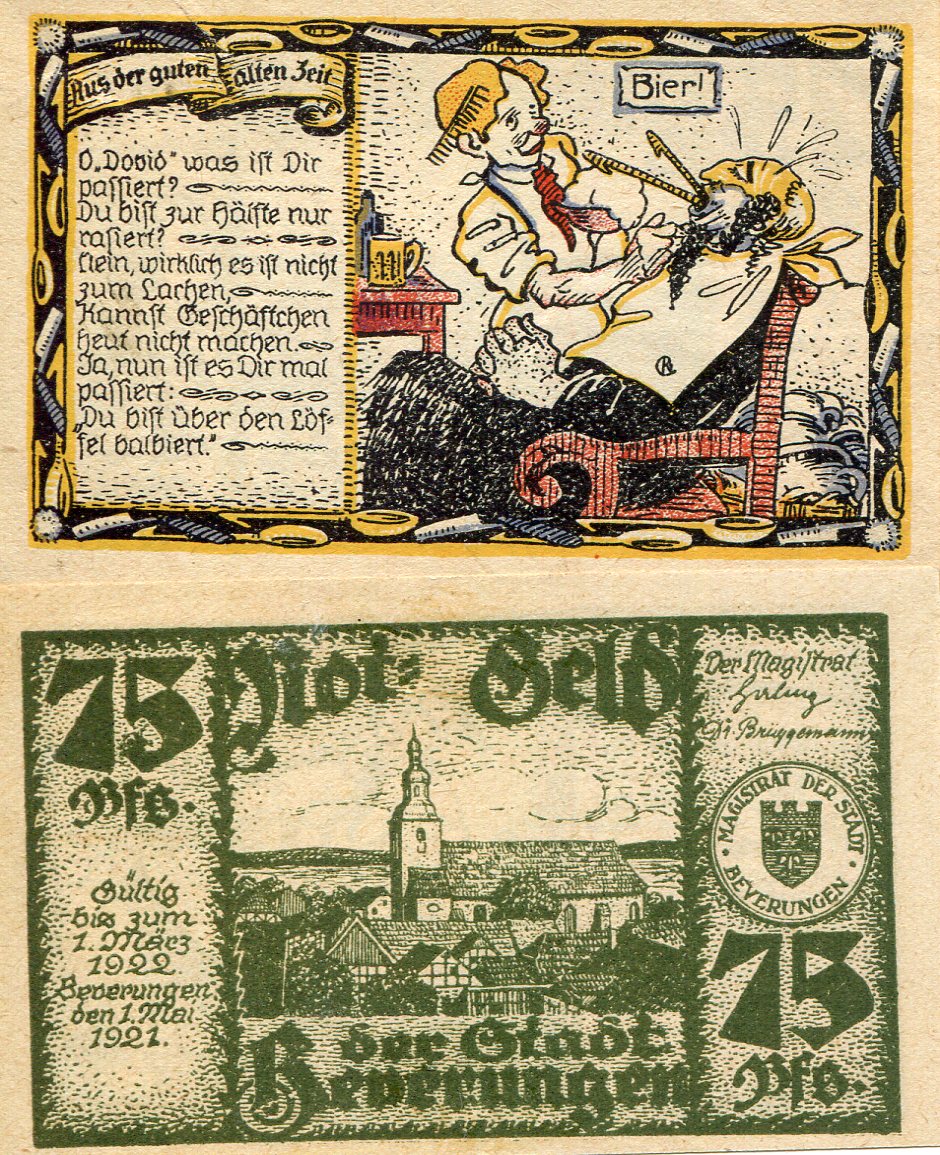 Germany - Notgeld 75 Pfennig VF (tear into note - top edge) pick #: NP