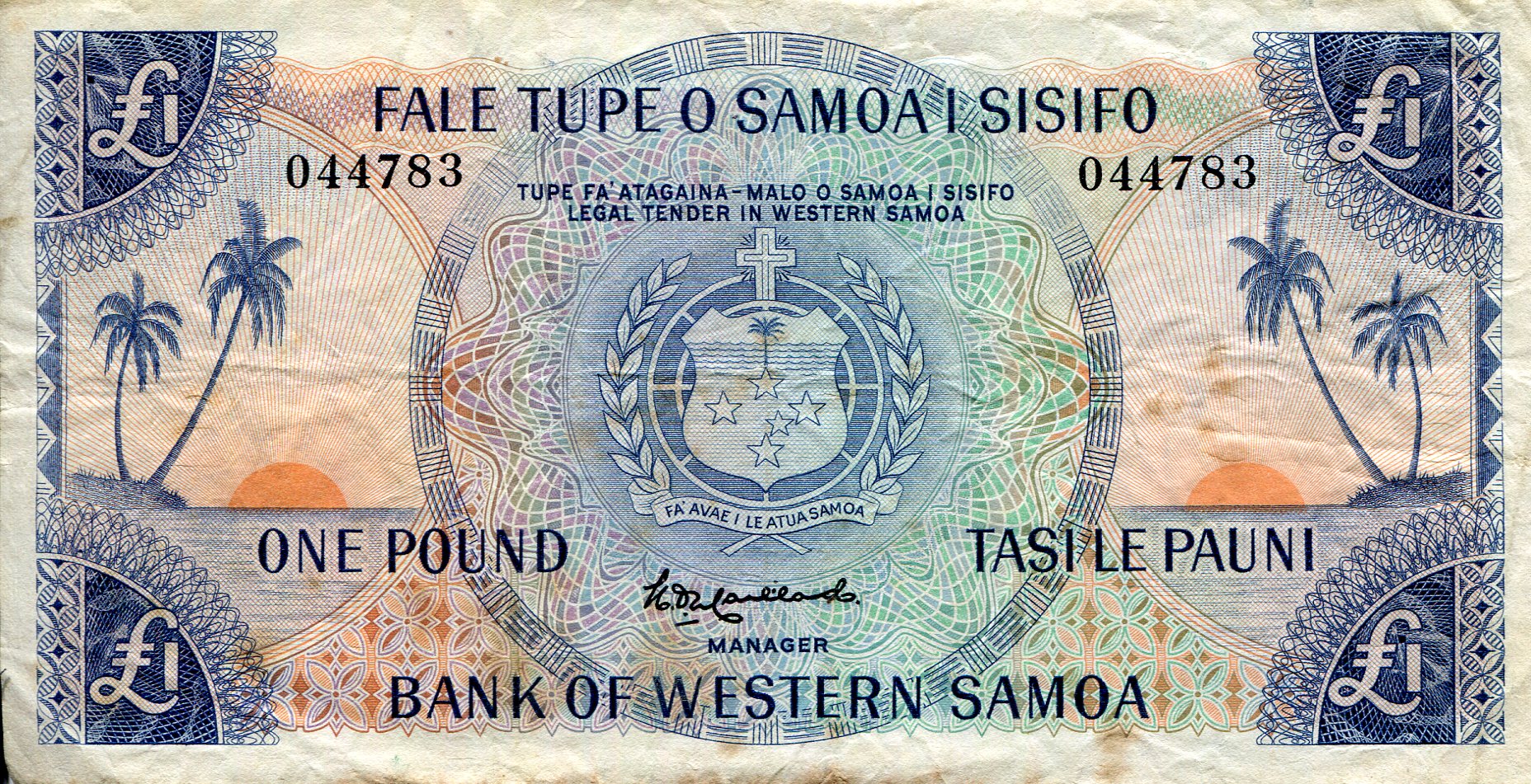 Samoa, Western 1 Pound F/VG (see large scan) pick #: 14a