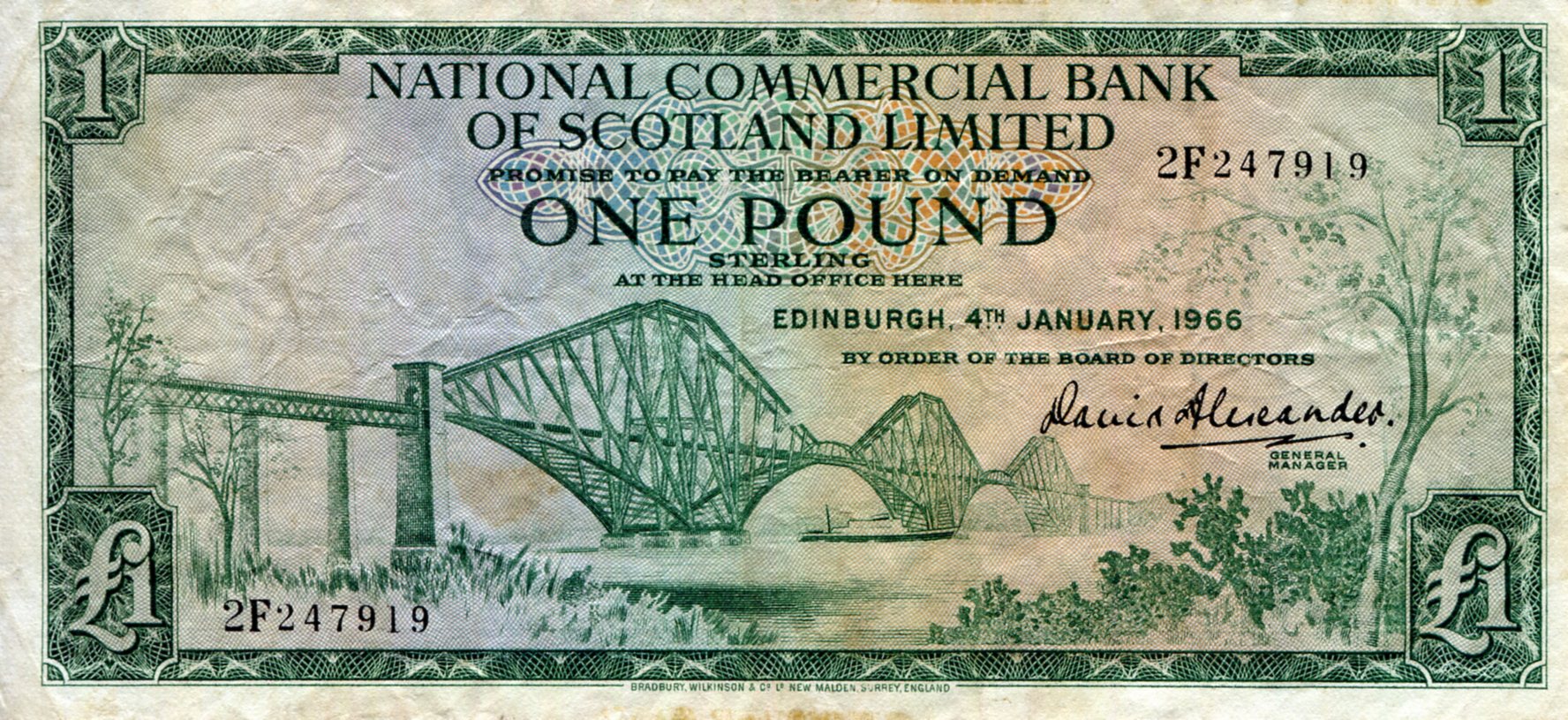 Scotland 1 Pound F (See large scan) pick #: 369a