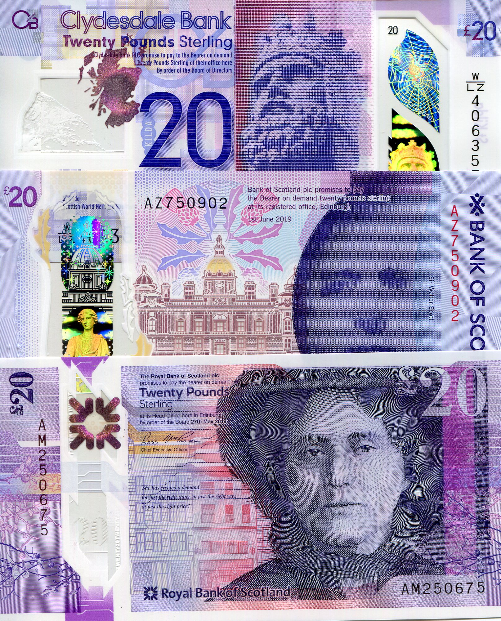 Scotland 20 Pounds UNC pick #: New