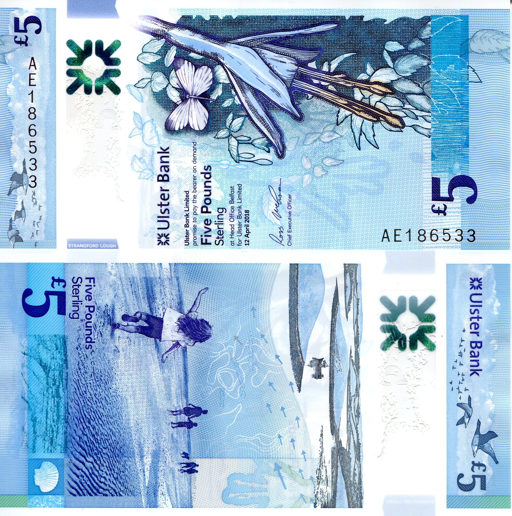 Ireland, North 5 Pounds UNC pick #: New