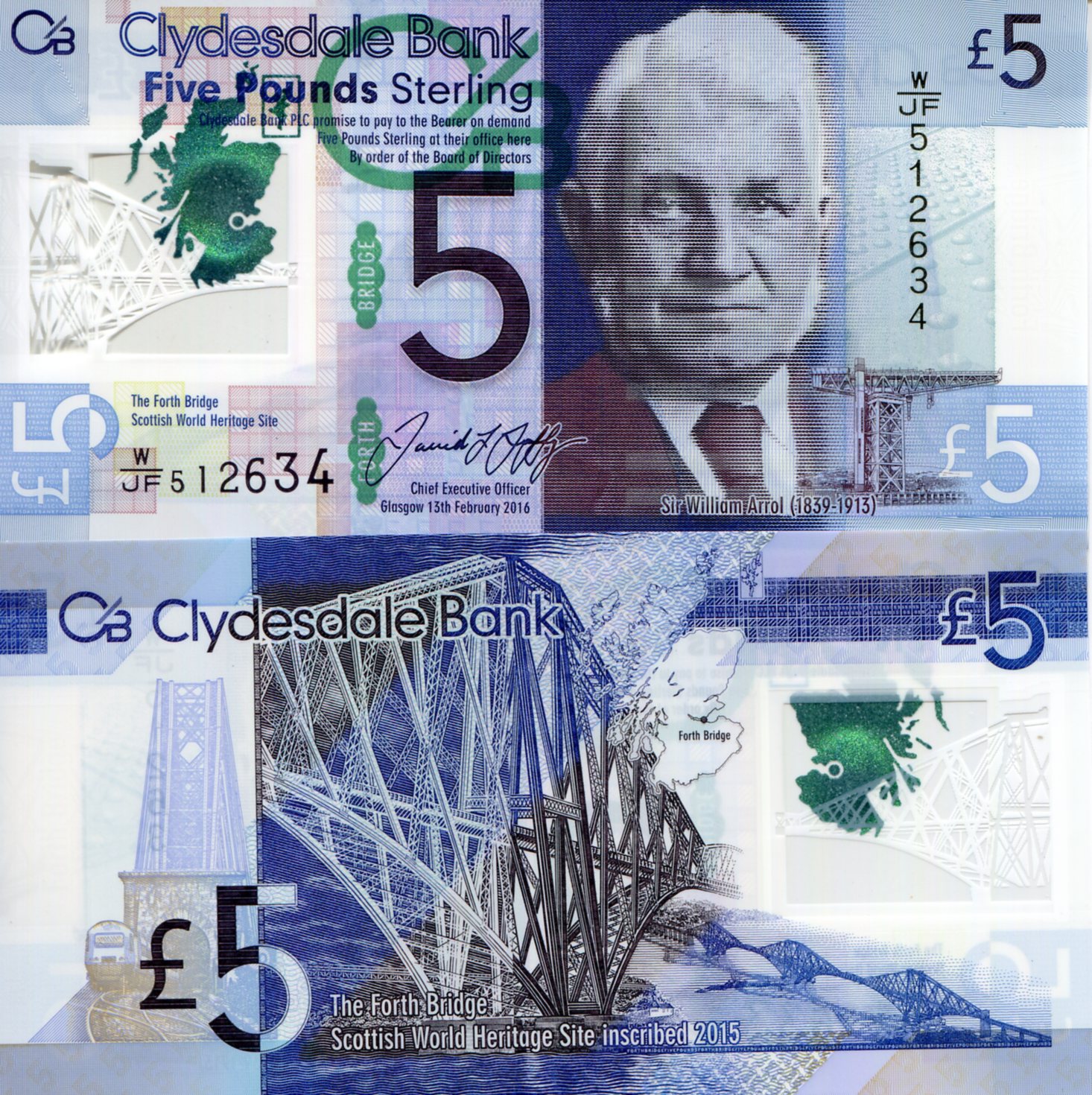 Scotland 5 Pounds UNC pick #: 229Oa