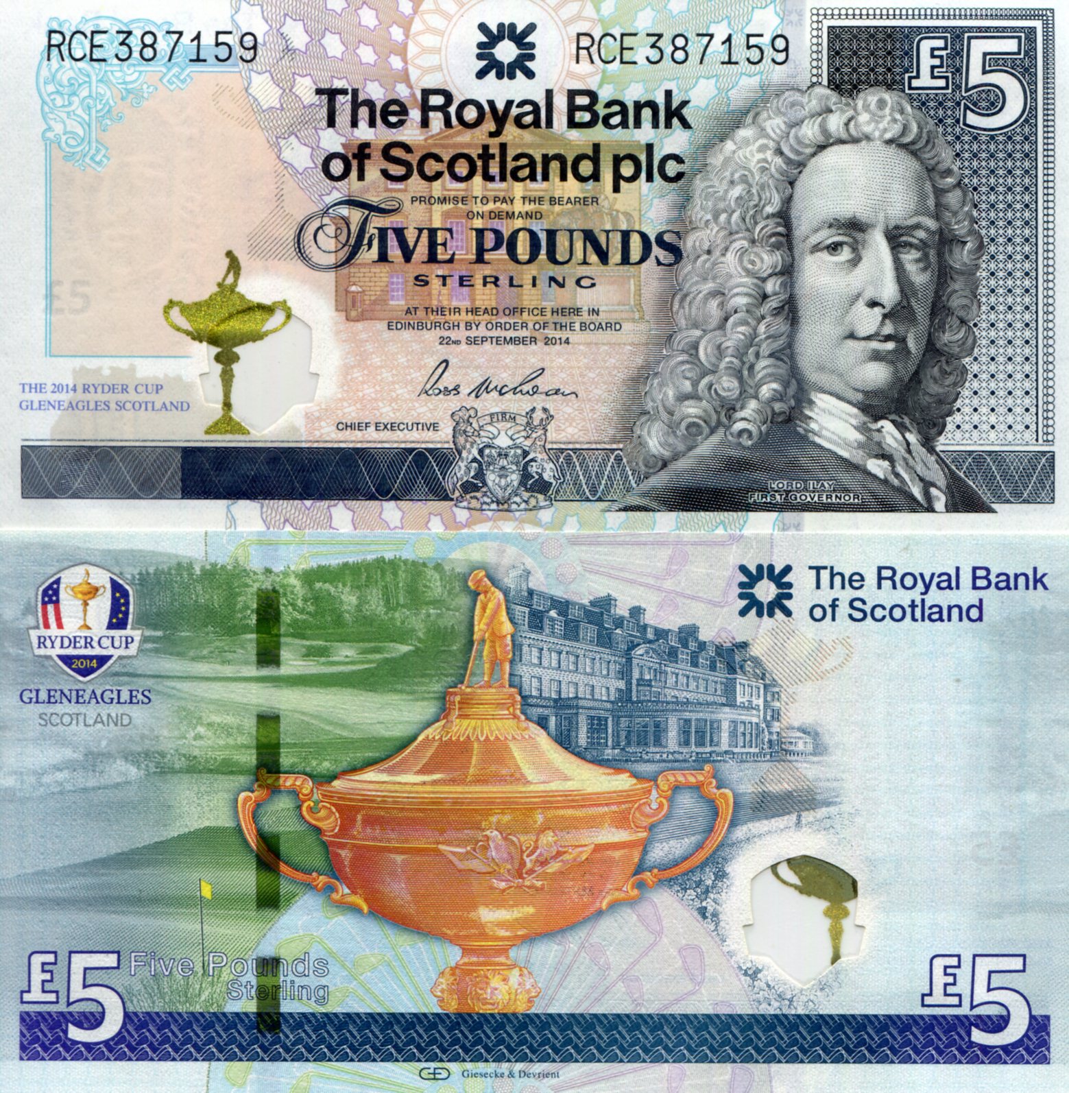Scotland 5 Pound UNC pick #: 369