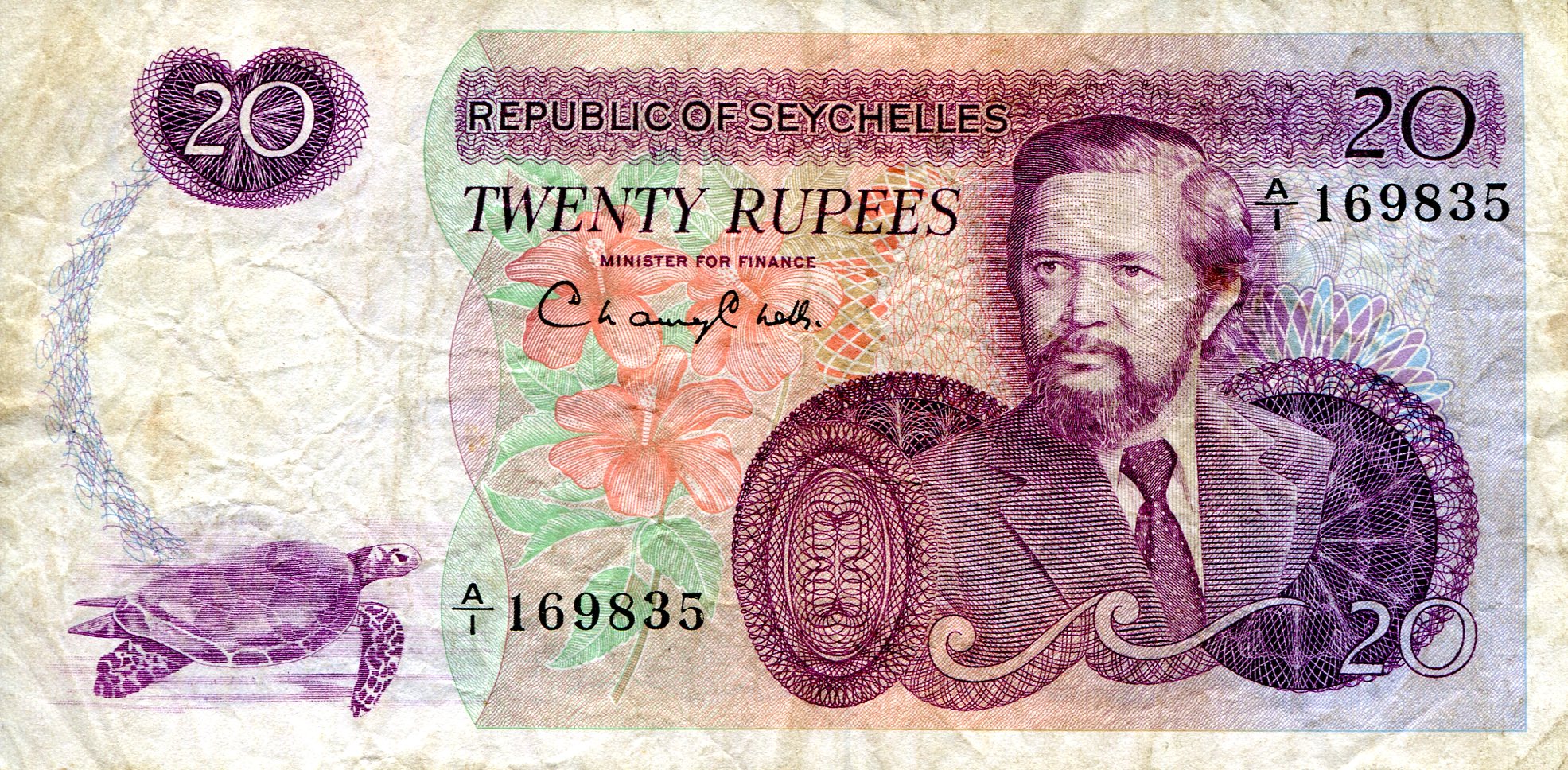 Seychelles 20 Rupees VF/F (see large scan) pick #: 20