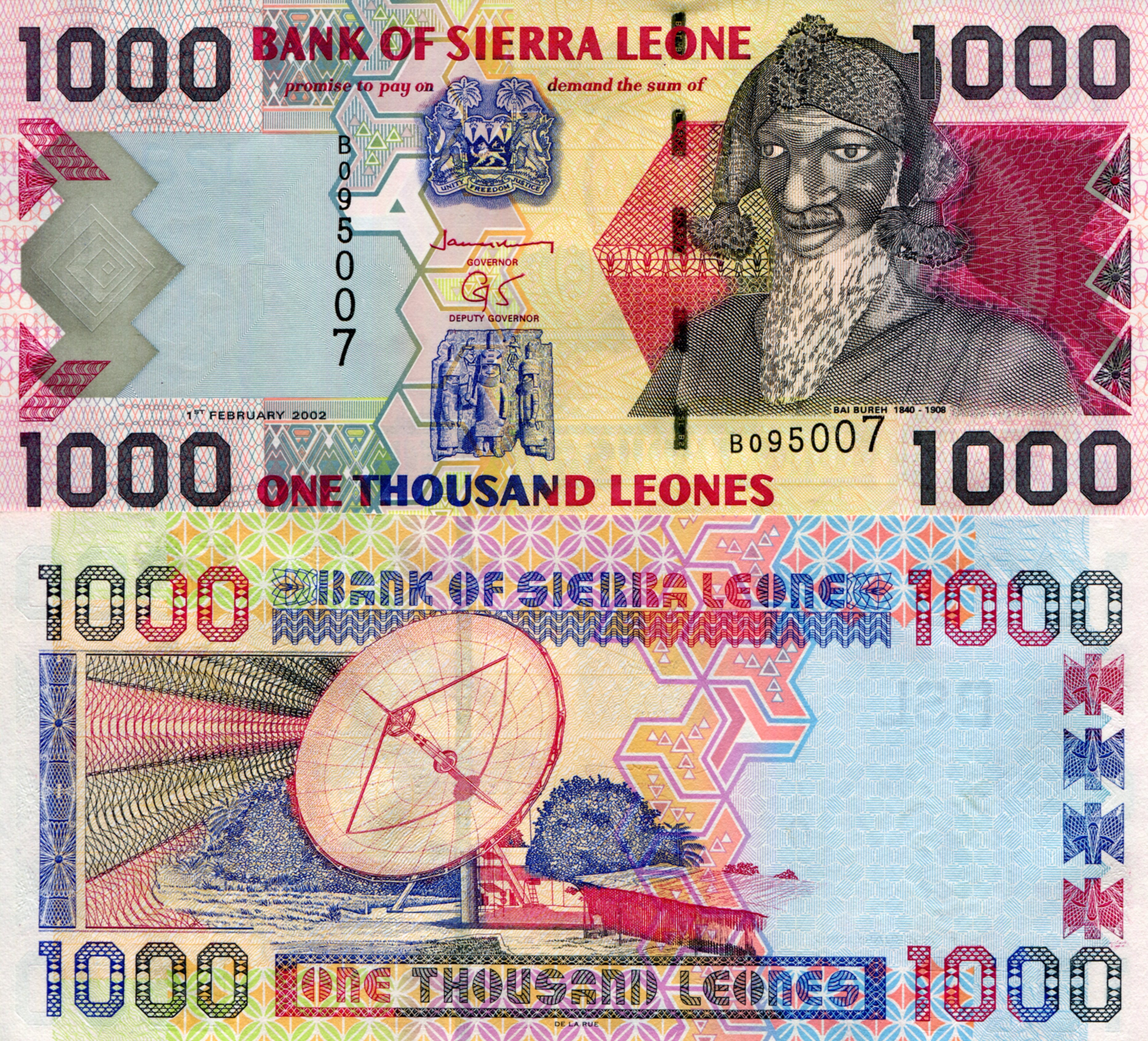 Sierra Leone 1,000 Leones UNC pick #: 25a