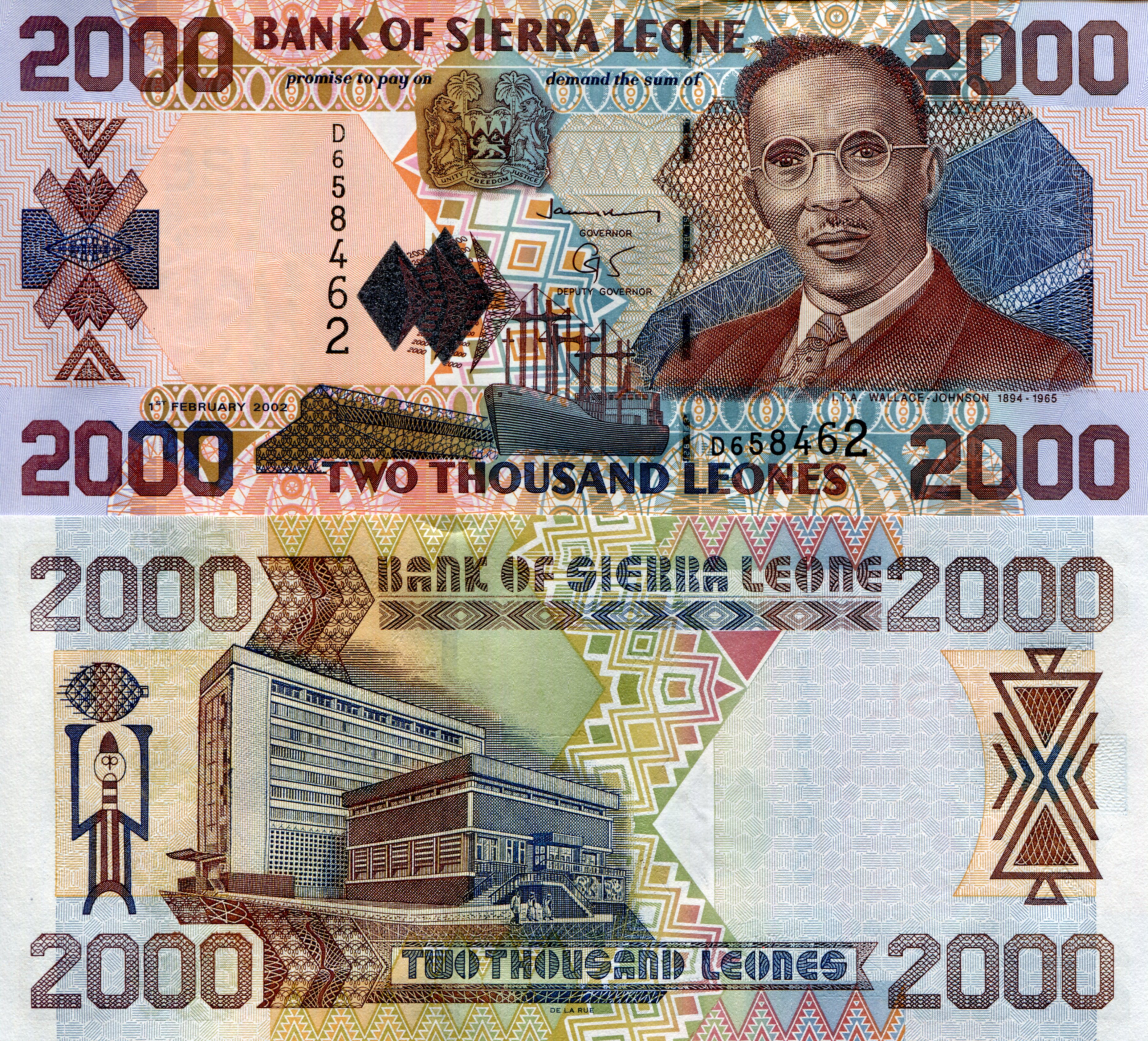 Sierra Leone 2,000 Leones UNC pick #: 26a