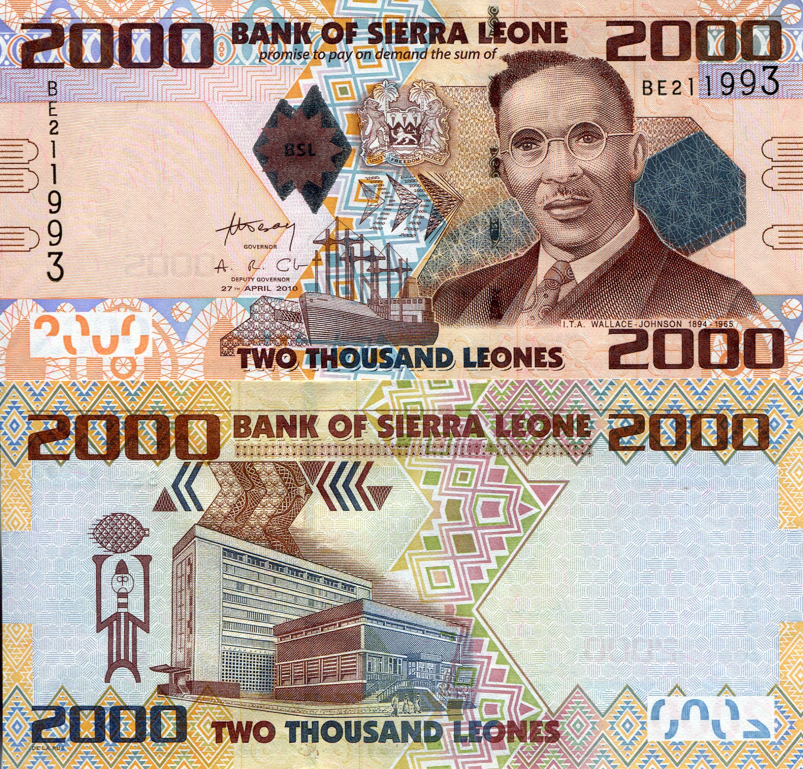 Sierra Leone 2,000 Leones UNC pick #: 31