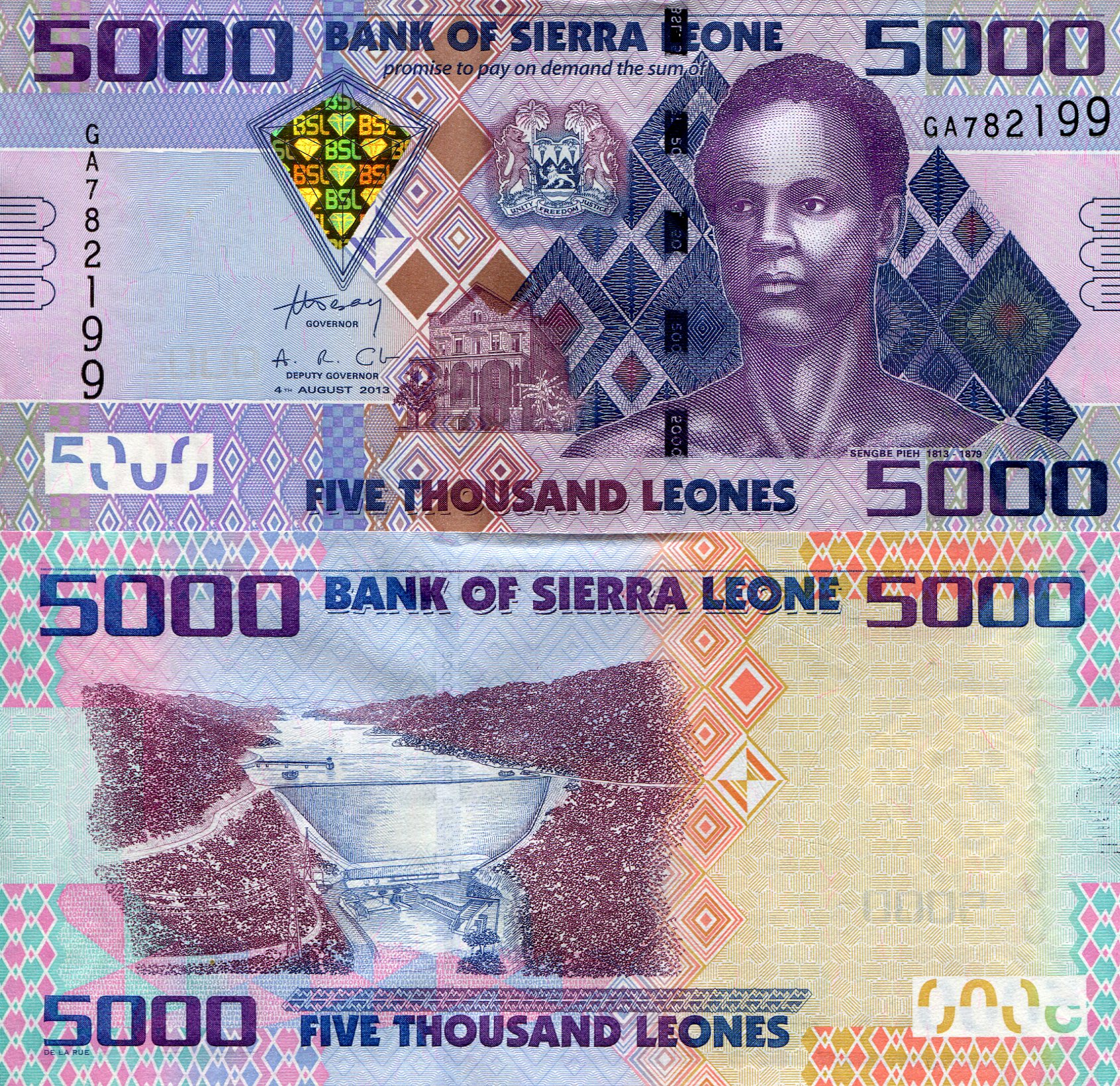Sierra Leone 5,000 Leones UNC pick #: 32b