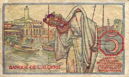 Algeria 5 Francs F (See large scan) pick #: 94b