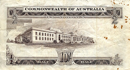 Australia  10 Shillings F/VG (see scan) Pin holes/tape residue  pick #: 29a