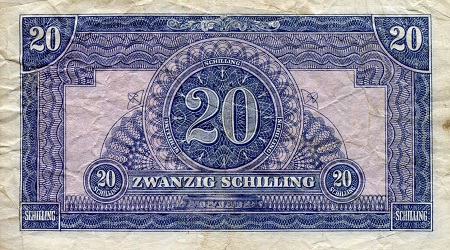 Austria 20 Schilling F (see large scan) pick #: 107a