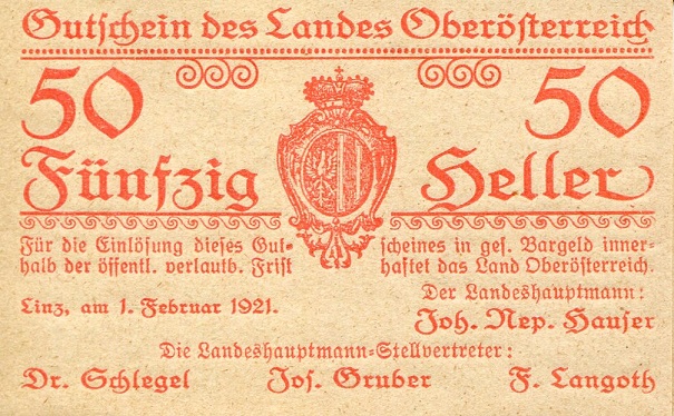 Austria (Regional) 50 Heller Pick Number: s121r aUNC Banknote