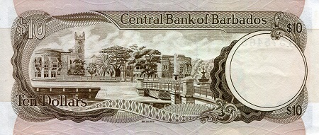 Barbados 10 Dollars aUNC (See large scan) pick #: 33a