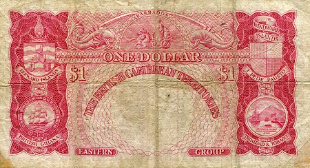 British Caribbean Territories 1 Dollar VG (see large scan) pick #: 7c