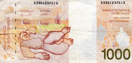 Belgium 1000 Francs F pick #: 150