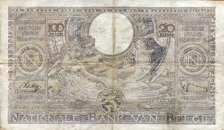Belgium 100 Francs F pick #: 107