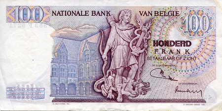 Belgium 100 Francs F (see large scan) pick #: 134a