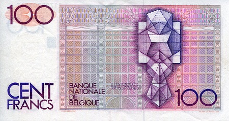 Belgium 100 Francs aUNC pick #: 140