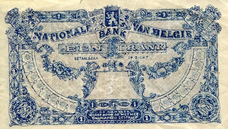 Belgium 1 Franc F/VG (See large scan) pick #: 92a