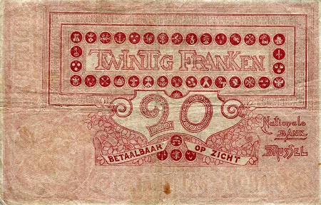 Belgium 20 Francs VG (see large scan) pick #: 67g